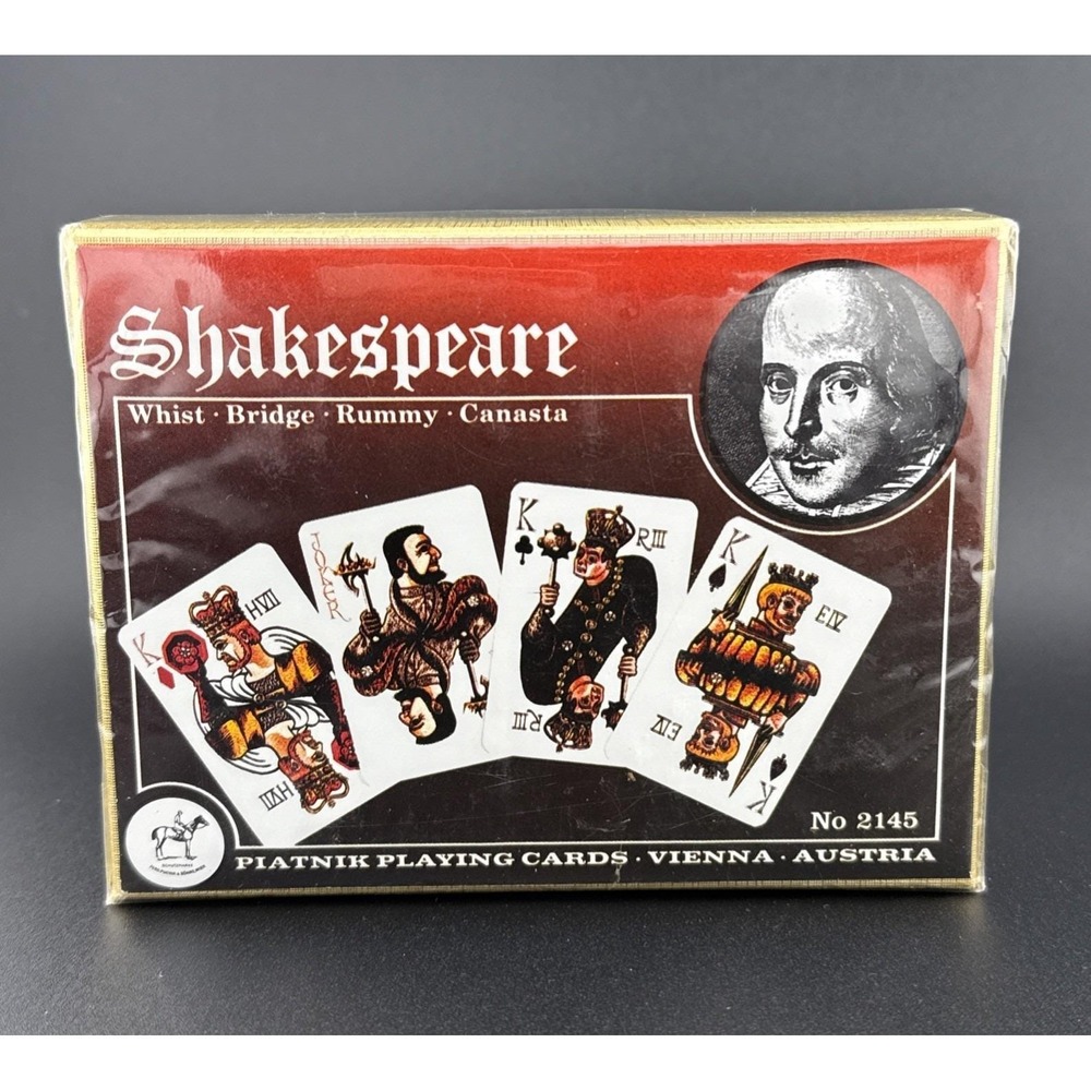 Vintage 1975 Shakespeare Piatnik Playing Card Set 2 SEALED Decks #2145 Austria